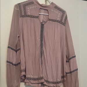 POL Mauve Blouse with Black Detailing